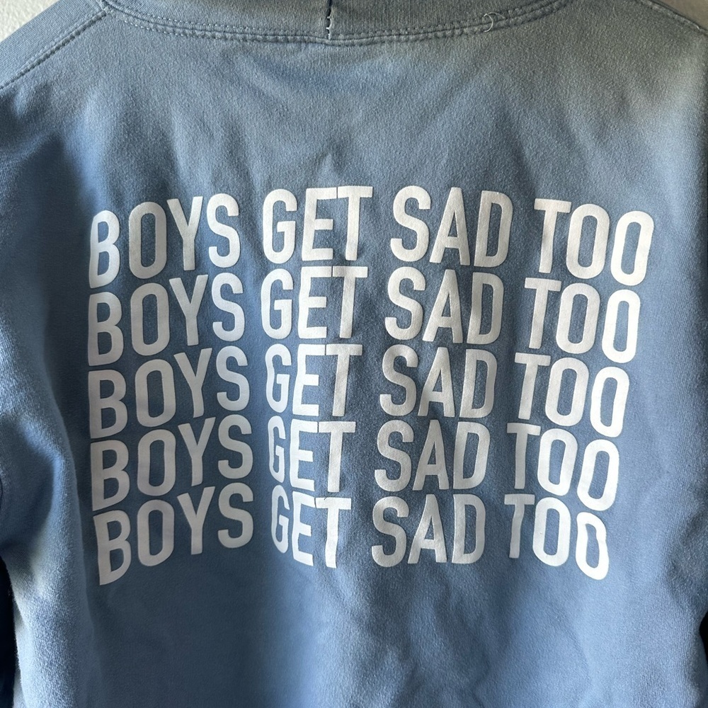 Boys Get Sad Too BLOCK LOGO HOODY DUSTY BLUE - Picture 5 of 7